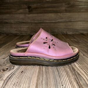 Vintage Dr. Martens Purple/Pink Leather Women Slide Sandals Soft Chunky Stitch